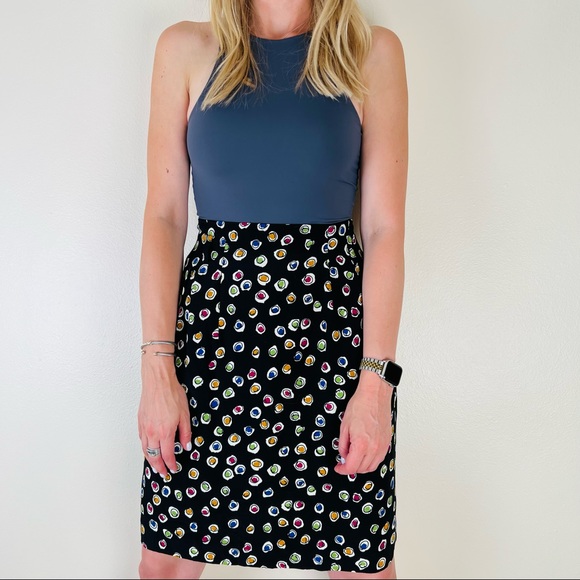 Vintage Jones New York midi skirt geometric print dots - Picture 3 of 6